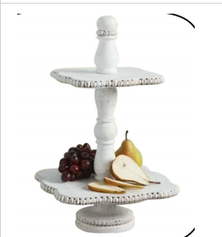 Beaded 2 Tier Stand 14x14x18in