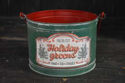 Holiday Greens Pail 8x13in