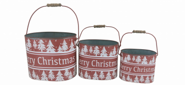 Christmas Pails 9in, 8in and 6in