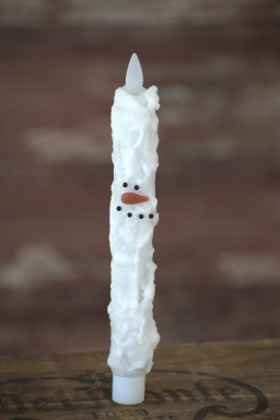 Snowman Bumpy White Taper Candle 7in 2pack