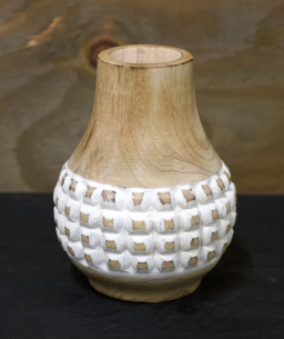 White Checkered Vase 5x5x4.25in