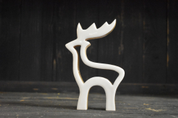 Wooden Hollow Reindeer w/ White Enamel 3x5in