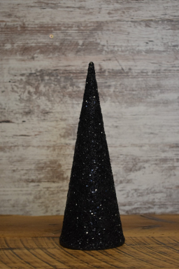 Black Glass Beads Cone Tree 12in
