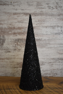 Black Glass Beads Cone Tree 18in