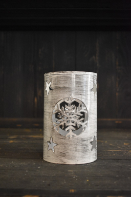 Snowflake Cutout Iron Container 4x6in