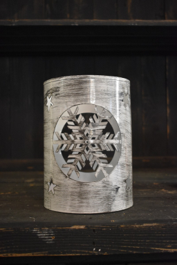 Snowflake Cutout Iron Container 5x8in