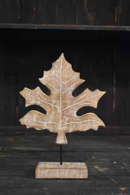Maple Leaf on a Wooden Stand 8.5x12in