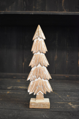 Whitewashed Wooden Pine Tree 4x12.5in