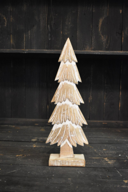 Whitewashed Wooden Pine Tree 6x17.5in