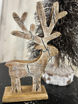 Whitewashed Crackle Deer 10x6in
