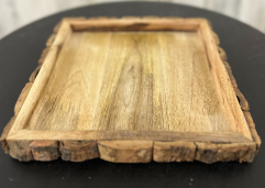 Square Bark Trimmed Tray 10in