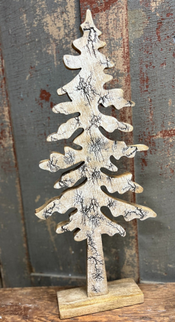 Large Whitewashed Crackle Tree 27x10in