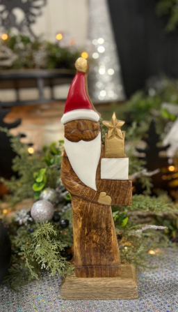 Small Santa With Gift 12x5in