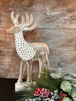 Wooden Beaded Reindeer 16x10in