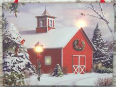 Holiday Barn w/ 2 LED Lights 6inx8in