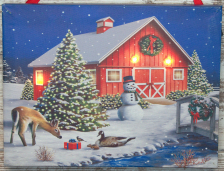 Holiday Farm w/ 2 LED Lights 6inx8in