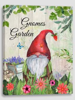 Gnome Garden Canvas Print 12x16in