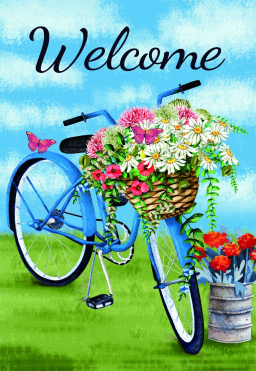 Welcome Bicycle Garden Flag 12in by 18in