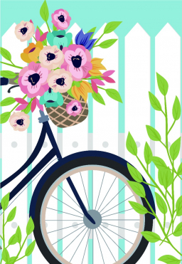 Floral Bicycle Garden Flag 12in by 18in
