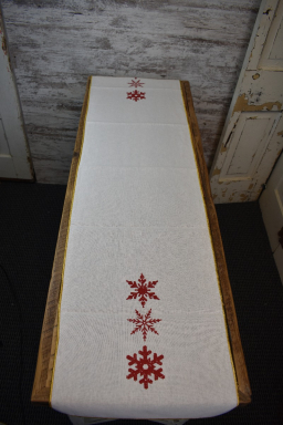 White Snowflake Table Runner 14x56in