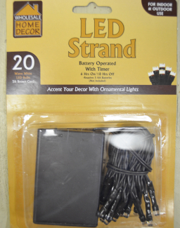 Battery Operated 20 Bulb LED String Lights 5ft Brown Cord Timered Battery Operated Multi Function