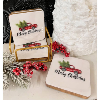 Square Holiday Coaster Set of 4