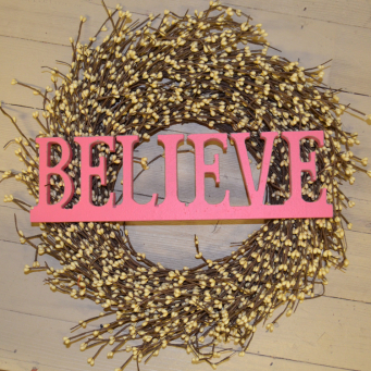 Bumpy Word BELIEVE PINK 4.5in