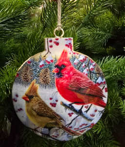 Christmas Cardinal Ornament 3.5x4.25in