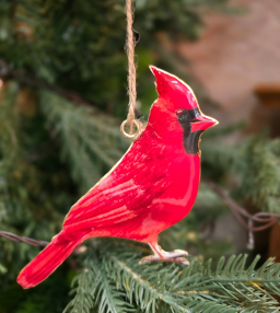 Metal Cardinal Ornament 5.5x4in