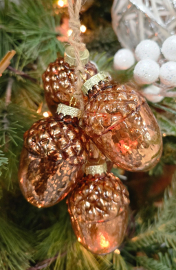 Hanging Glass set of 5 Acorns 1.5in