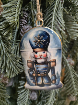 Blue Nutcracker Globe Ornament 3x4.25in