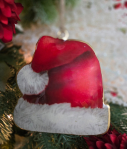 Santa Hat Ornament 4x4in