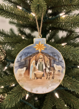 Bethlehem Metal Ornament 4x5in