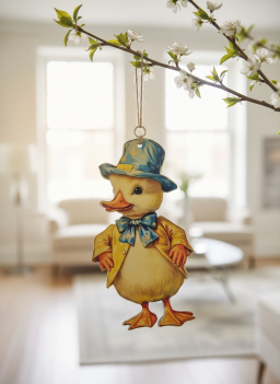 Waddles the Duckling Metal Ornament 2x5in