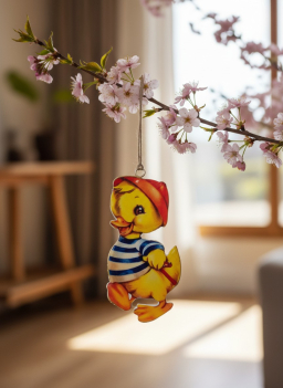 Whimsy Duckling Metal Ornament 2x5in