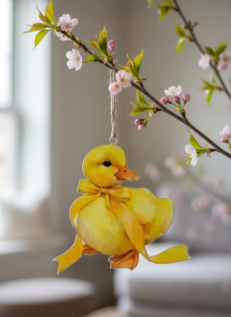 Classic Spring Duckling Metal Ornament 5x5in