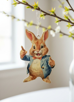 Carson Bunny Metal Ornament 3x5in