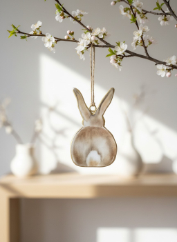 Bunny Tail Metal Ornament 2x4in