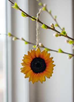 Small SunflowerMetal Ornament 3x4in