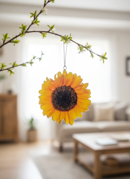Large Sunflower Metal Ornament 6x6in