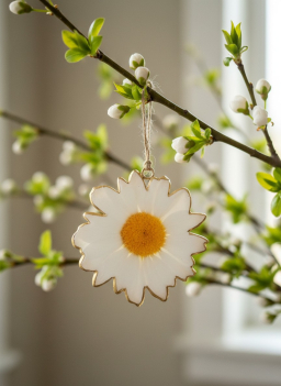 Daisy Flower Metal Ornament 3x4in