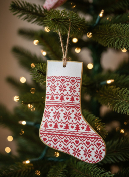 Stocking Metal Ornament 4x6in
