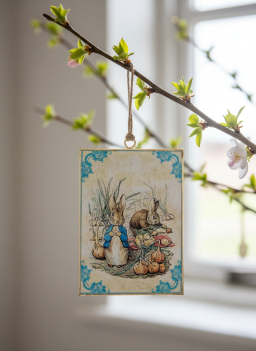 Storybook Bunny Metal Tag Ornament 3x5in