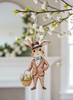 Timothy Bunny Metal Ornament 2x5in