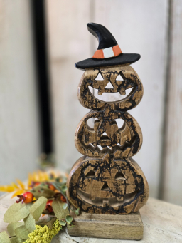 Crackled Stacked Pumpkins 4.5x10.5in