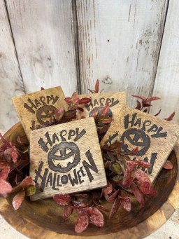 Happy Halloween Coasters 4in Set Of 4