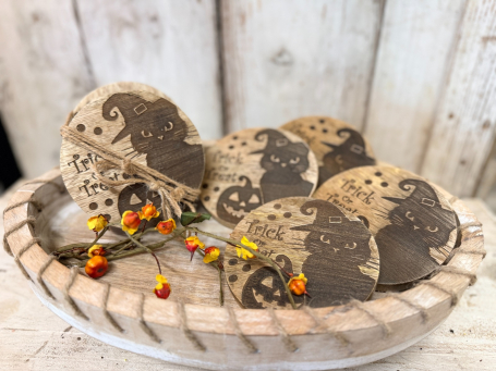 Trick or Treat Coasters 4.25in Set Of 4