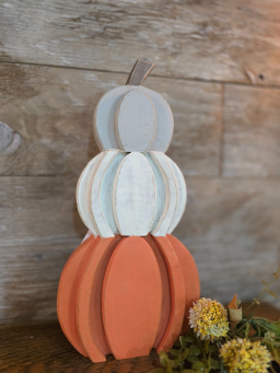 Wooden Trio Pumpkins 6.5x13in