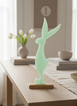 White Metal Bunny 9x19in