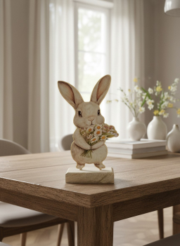 Fern Metal Bunny on Base 3x6in